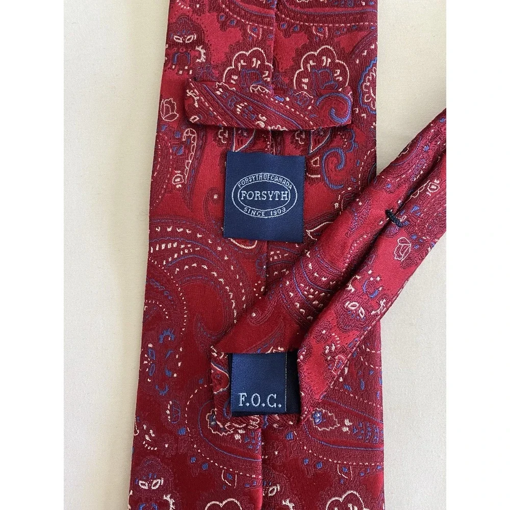 Forsyth of Canada Red Paisley Silk‎ Tie 61.75